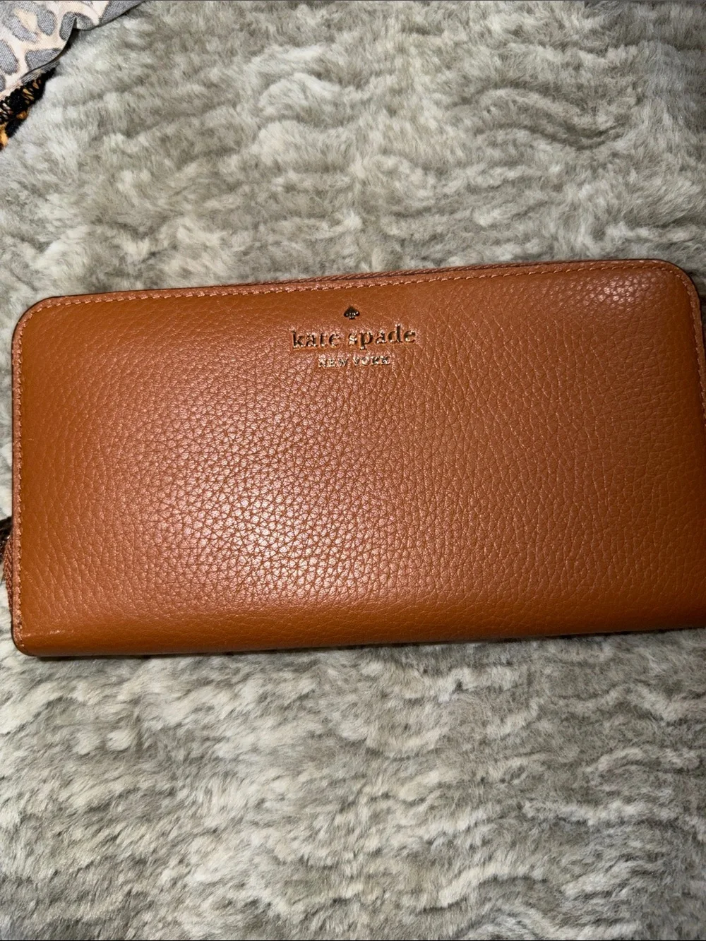 kate spade Pebbled Leather Shoulder Bag in Cognac Brown w wallet